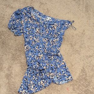 Nine West Blue and Black Patterned Blouse